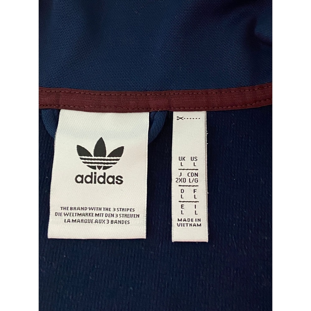 Adidas Originals Mens Track Jacket Navy Blue White Burgundy Full Zip Large L - Picture 5 of 5